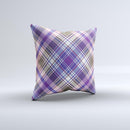 Gray & Purple Plaid Layered Pattern V5  Ink-Fuzed Decorative Throw Pillow