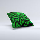 Green & Black Sharp Chevron Pattern Ink-Fuzed Decorative Throw Pillow