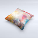 Grungy Colorful Faded Paint Ink-Fuzed Decorative Throw Pillow
