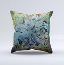Grungy Dark Black Branch Pattern Ink-Fuzed Decorative Throw Pillow
