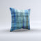 Grungy Dark Blue Washed Wood  Ink-Fuzed Decorative Throw Pillow
