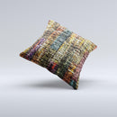 Grungy Dark Small Tiled Ink-Fuzed Decorative Throw Pillow