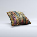 Grungy Dark Small Tiled Ink-Fuzed Decorative Throw Pillow