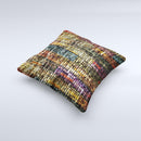 Grungy Dark Small Tiled Ink-Fuzed Decorative Throw Pillow