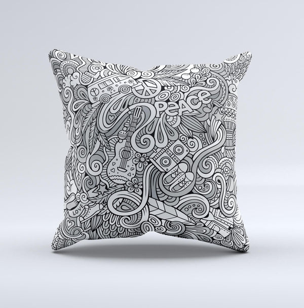 The Hippie Dippie Doodles ink-Fuzed Decorative Throw Pillow