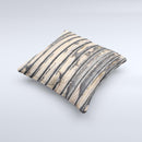 Horizontal Peeled Dark Wood Ink-Fuzed Decorative Throw Pillow