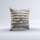 Horizontal Peeled Dark Wood Ink-Fuzed Decorative Throw Pillow