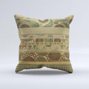 Horizontal Tan & Green Vintage Pattern Ink-Fuzed Decorative Throw Pillow
