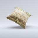 Horizontal Tan & Green Vintage Pattern Ink-Fuzed Decorative Throw Pillow