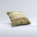 Horizontal Tan & Green Vintage Pattern Ink-Fuzed Decorative Throw Pillow