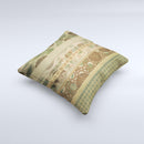 Horizontal Tan & Green Vintage Pattern Ink-Fuzed Decorative Throw Pillow