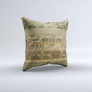 Horizontal Tan & Green Vintage Pattern Ink-Fuzed Decorative Throw Pillow