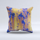 Hot Orange Metal with Royal Blue Rust  Ink-Fuzed Decorative Throw Pillow