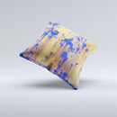 Hot Orange Metal with Royal Blue Rust  Ink-Fuzed Decorative Throw Pillow