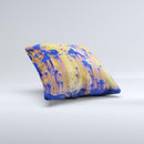 Hot Orange Metal with Royal Blue Rust  Ink-Fuzed Decorative Throw Pillow