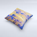 Hot Orange Metal with Royal Blue Rust  Ink-Fuzed Decorative Throw Pillow