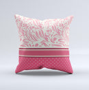 Hot Pink Swirly Pattern with Polka Dots Ink-Fuzed Decorative Throw Pillow