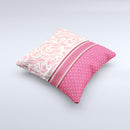 Hot Pink Swirly Pattern with Polka Dots Ink-Fuzed Decorative Throw Pillow