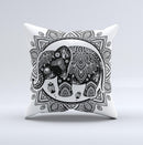 The Indian Mandala Elephant ink-Fuzed Decorative Throw Pillow