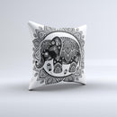 The Indian Mandala Elephant ink-Fuzed Decorative Throw Pillow