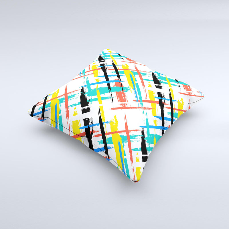 The Intersecting Vector Bright Strokes ink-Fuzed Decorative Throw Pillow
