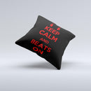 Keep Calm & Beats On Red  Ink-Fuzed Decorative Throw Pillow