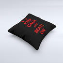 Keep Calm & Beats On Red  Ink-Fuzed Decorative Throw Pillow