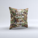 Keep Calm & Carry On Camouflage  Ink-Fuzed Decorative Throw Pillow