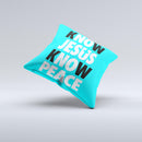 Know Jesus Know Peace - White and Black Over Light Blue  Ink-Fuzed Decorative Throw Pillow
