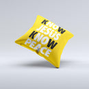 Know Jesus Know Peace - White and Black Over Orange  Ink-Fuzed Decorative Throw Pillow