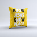 Know Jesus Know Peace - White and Black Over Orange  Ink-Fuzed Decorative Throw Pillow