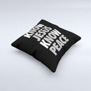 Know Jesus Know Peace - White and Gray Over Black  Ink-Fuzed Decorative Throw Pillow