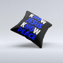Know Jesus Know Peace - White and Royal Blue Over Black  Ink-Fuzed Decorative Throw Pillow