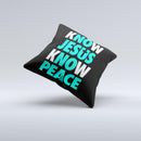 Know Jesus Know Peace - White and Trendy Green Over Black  Ink-Fuzed Decorative Throw Pillow
