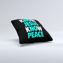 Know Jesus Know Peace - White and Trendy Green Over Black  Ink-Fuzed Decorative Throw Pillow
