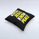 Know Jesus Know Peace - White and Yellow Over Black  Ink-Fuzed Decorative Throw Pillow
