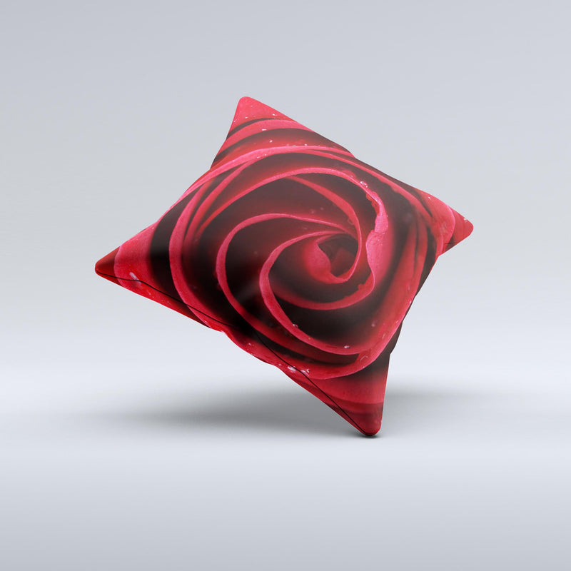 Layered Red Rose  Ink-Fuzed Decorative Throw Pillow