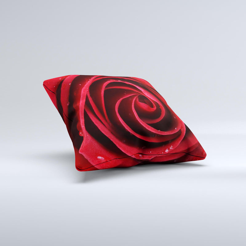 Layered Red Rose  Ink-Fuzed Decorative Throw Pillow