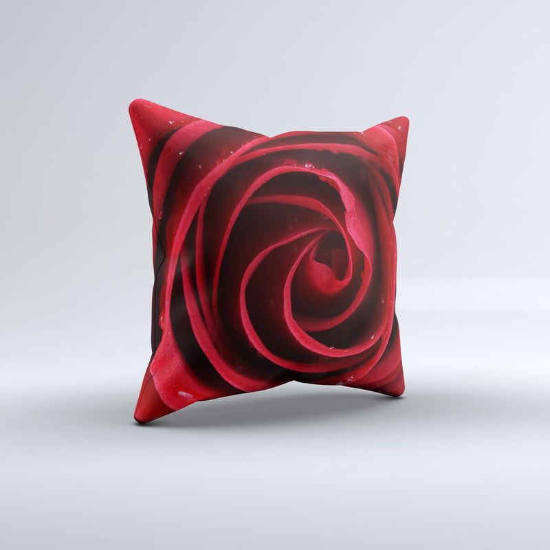 Layered Red Rose  Ink-Fuzed Decorative Throw Pillow