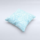 The Light Blue Paisley Floral ink-Fuzed Decorative Throw Pillow
