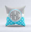 Light Blue Polka Dot & Gray Monogram  Ink-Fuzed Decorative Throw Pillow