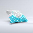 Light Blue Polka Dot & Gray Monogram  Ink-Fuzed Decorative Throw Pillow