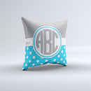 Light Blue Polka Dot & Gray Monogram  Ink-Fuzed Decorative Throw Pillow