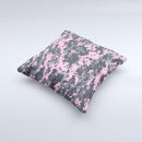 Light Pink and Gray Digital Camouflage  Ink-Fuzed Decorative Throw Pillow
