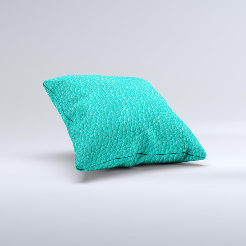 Light Teal Leather  Ink-Fuzed Decorative Throw Pillow