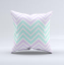 Light Teal & Purple Sharp Chevron  Ink-Fuzed Decorative Throw Pillow