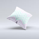 Light Teal & Purple Sharp Chevron  Ink-Fuzed Decorative Throw Pillow