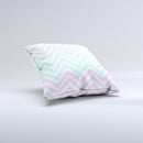 Light Teal & Purple Sharp Chevron  Ink-Fuzed Decorative Throw Pillow
