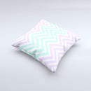Light Teal & Purple Sharp Chevron  Ink-Fuzed Decorative Throw Pillow