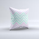 Light Teal & Purple Sharp Chevron  Ink-Fuzed Decorative Throw Pillow